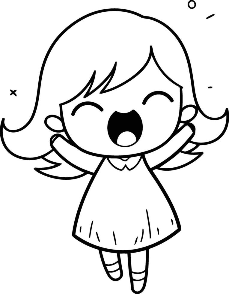 Cute little girl cartoon illustration graphic design.EPS 10 vector