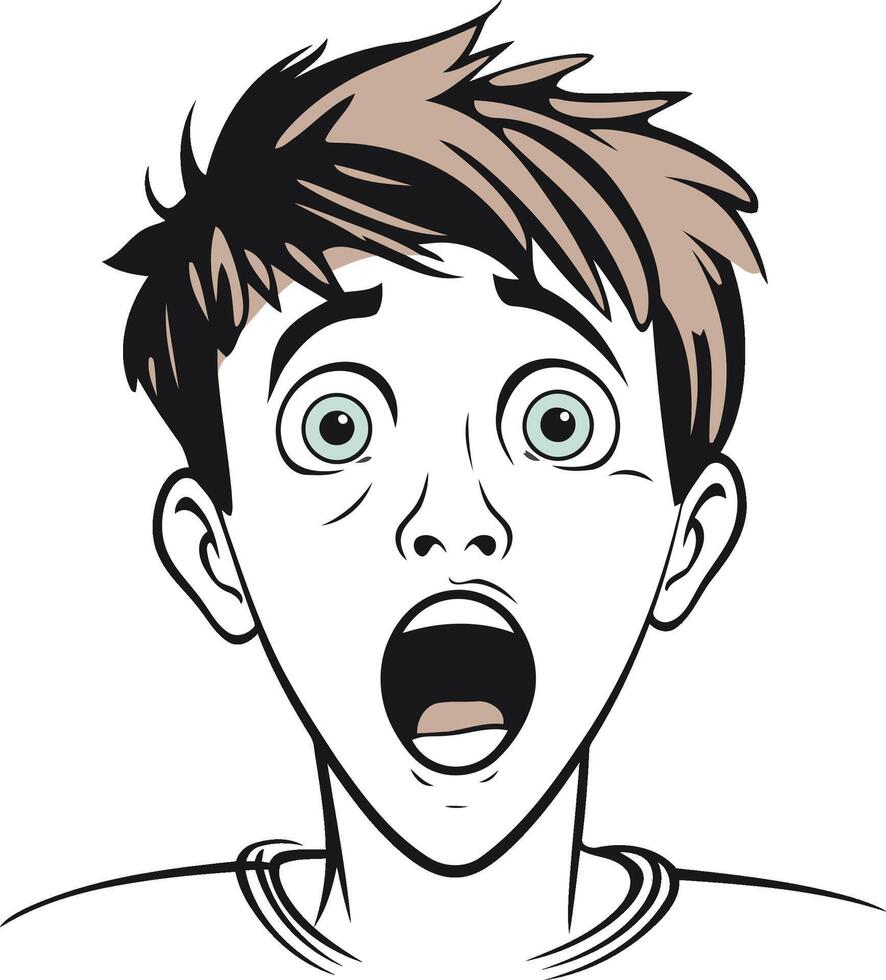 Portrait of a boy with surprised facial expression. vector