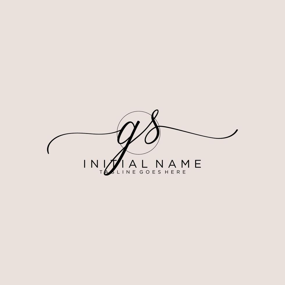 Initial GS feminine logo collections template. handwriting logo of initial signature, wedding, fashion, jewerly, boutique, floral and botanical with creative template for any company or business. vector