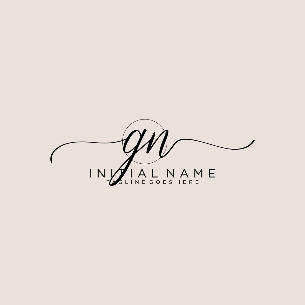 Initial GN feminine logo collections template. handwriting logo of initial signature, wedding, fashion, jewerly, boutique, floral and botanical with creative template for any company or business. vector