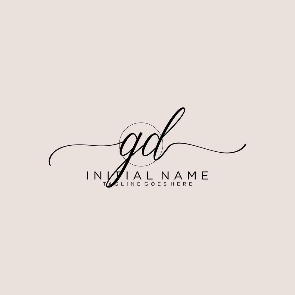 Initial GD feminine logo collections template. handwriting logo of initial signature, wedding, fashion, jewerly, boutique, floral and botanical with creative template for any company or business. vector