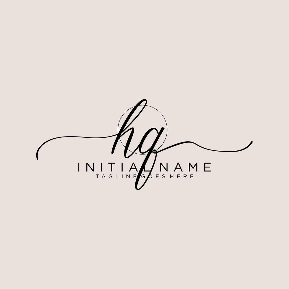Initial HQ feminine logo collections template. handwriting logo of initial signature, wedding, fashion, jewerly, boutique, floral and botanical with creative template for any company or business. vector
