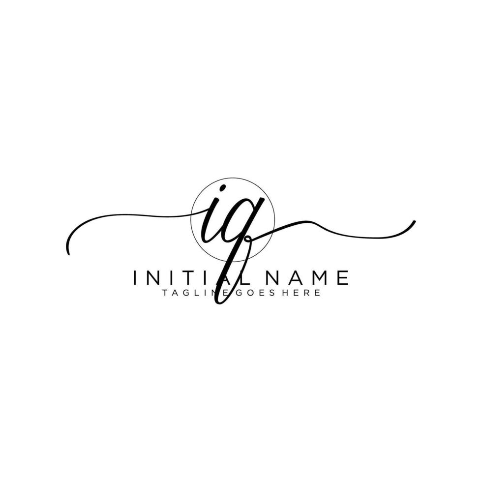 Initial IQ feminine logo collections template. handwriting logo of initial signature, wedding, fashion, jewerly, boutique, floral and botanical with creative template for any company or business. vector