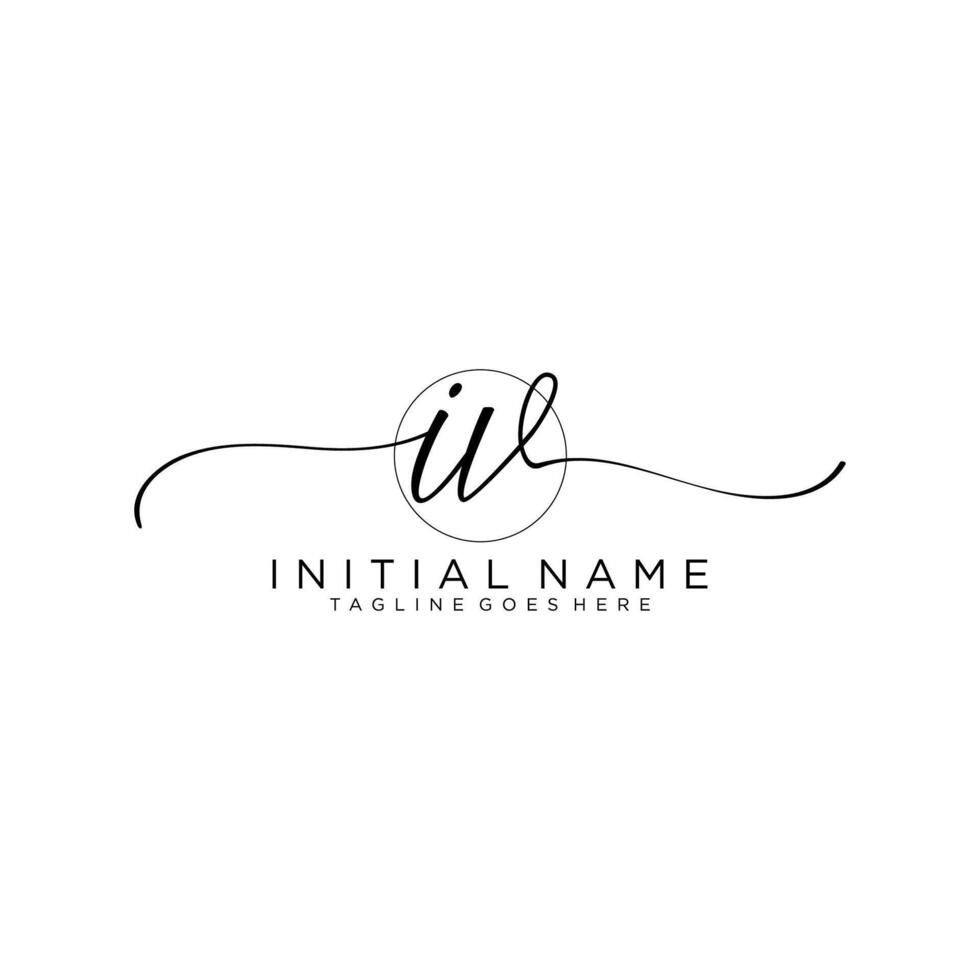 Initial IV feminine logo collections template. handwriting logo of initial signature, wedding, fashion, jewerly, boutique, floral and botanical with creative template for any company or business. vector