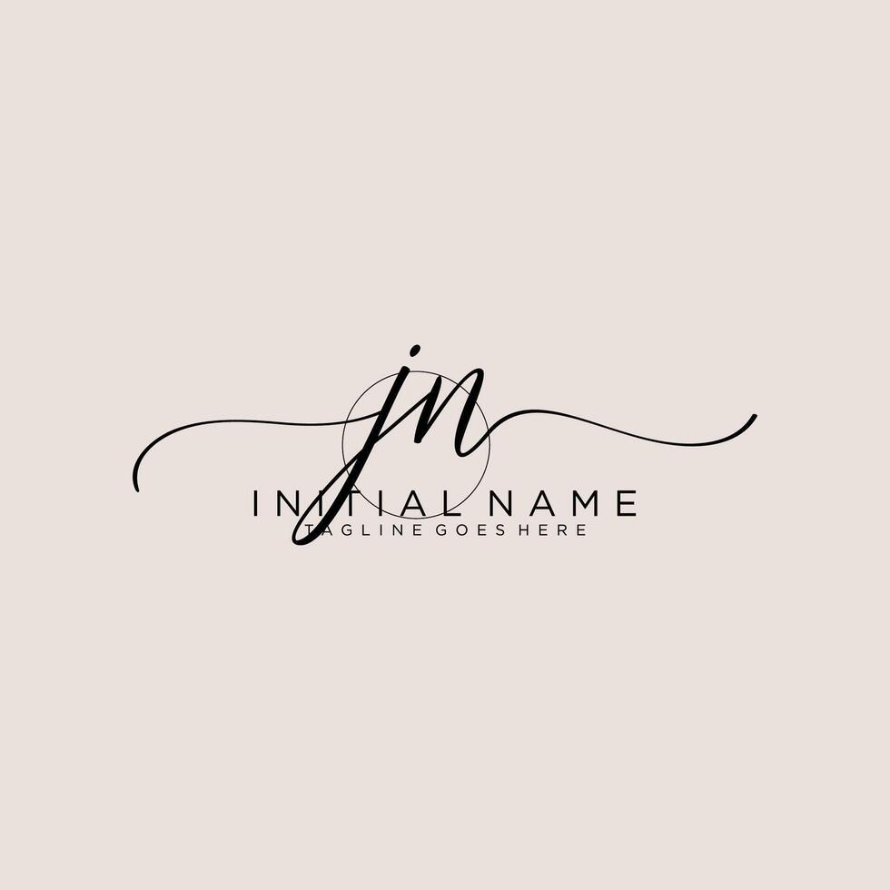 Initial JN feminine logo collections template. handwriting logo of initial signature, wedding, fashion, jewerly, boutique, floral and botanical with creative template for any company or business. vector