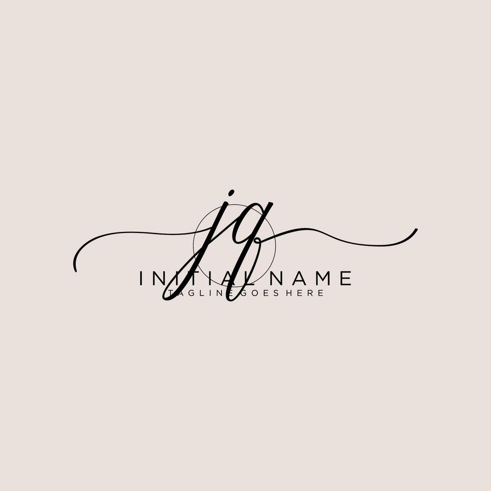 Initial JQ feminine logo collections template. handwriting logo of initial signature, wedding, fashion, jewerly, boutique, floral and botanical with creative template for any company or business. vector