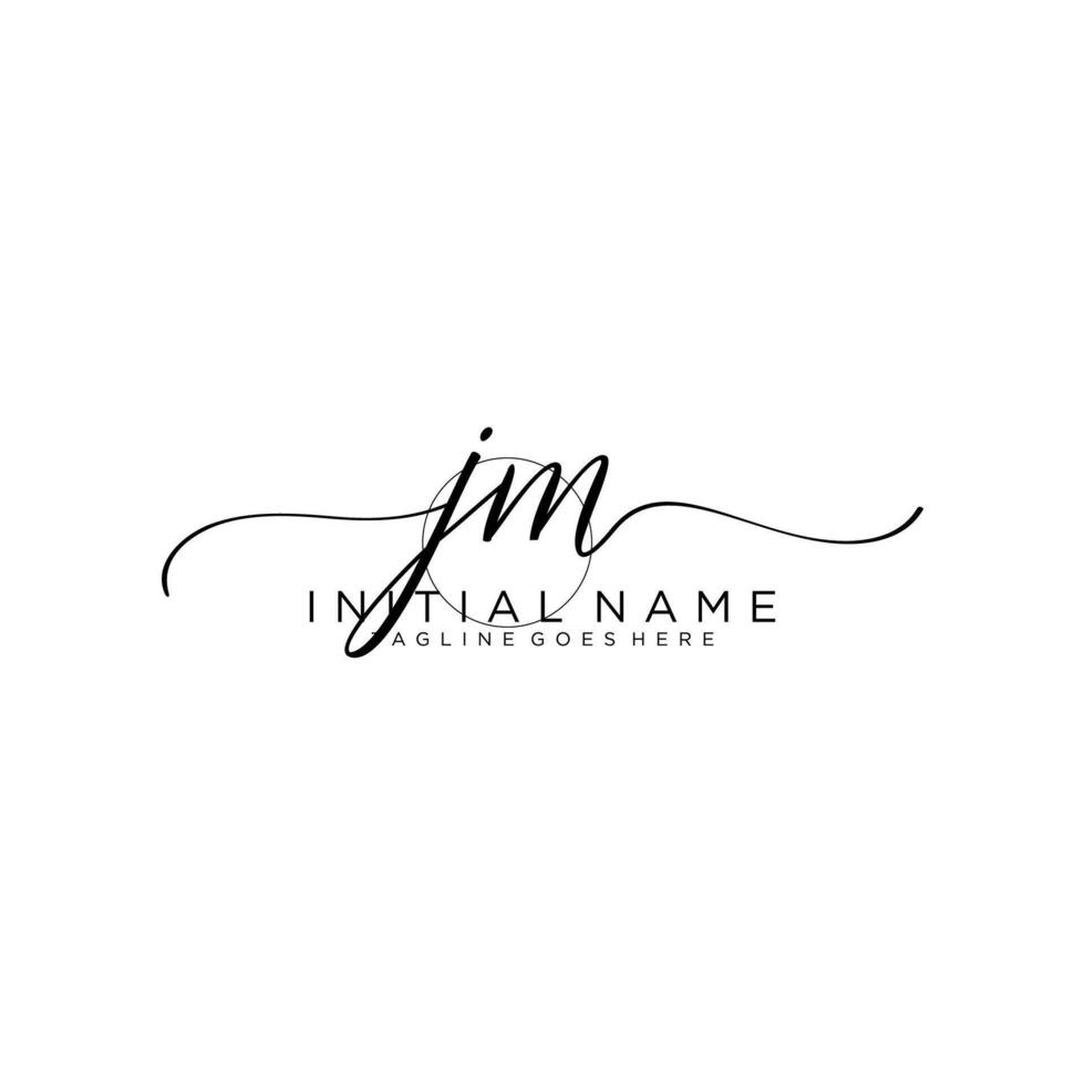 Initial JM feminine logo collections template. handwriting logo of initial signature, wedding, fashion, jewerly, boutique, floral and botanical with creative template for any company or business. vector