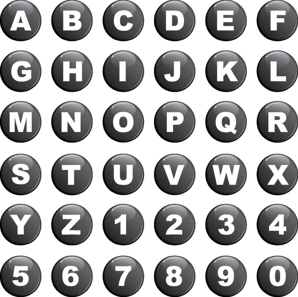 Alphabet Buttons - Black vector