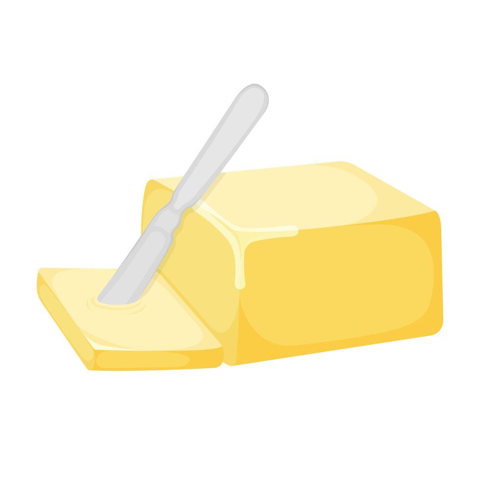 Milk product natural ingredient butter or margarine icon, concept cartoon organic dairy breakfast food vector illustration, isolated on white.