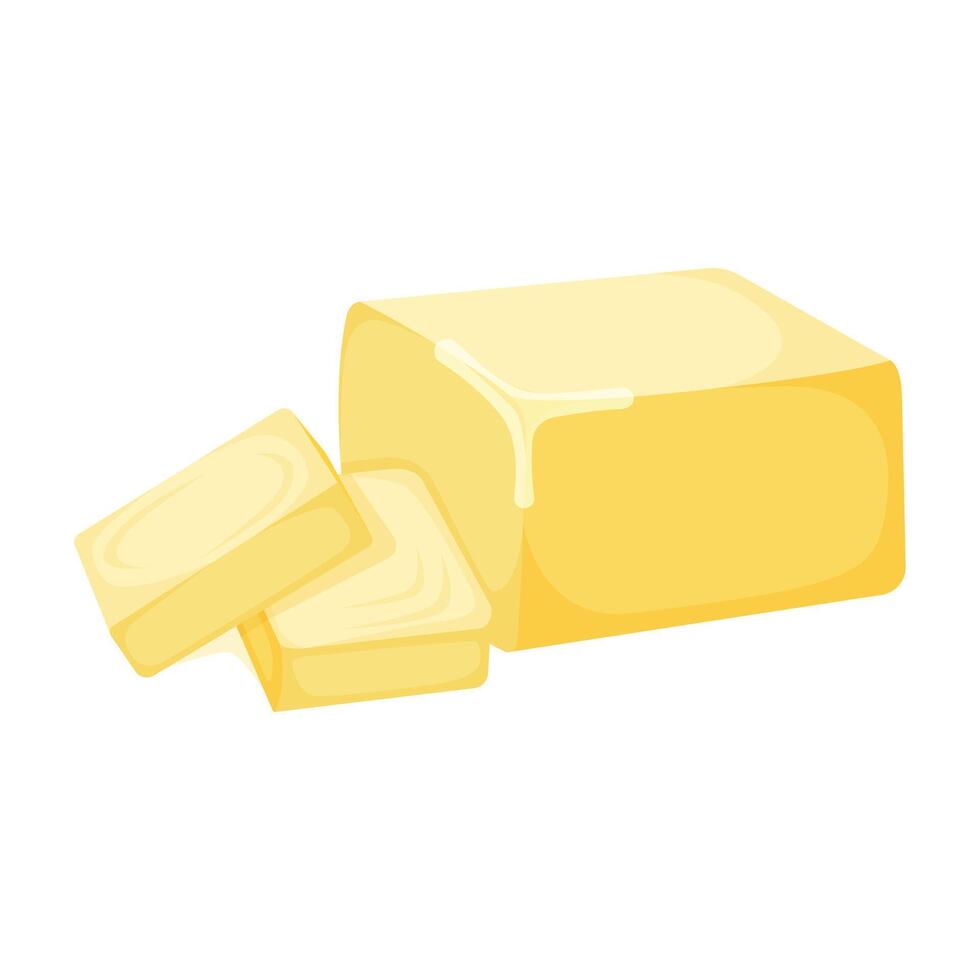 Milk product natural ingredient butter or margarine icon, concept cartoon organic dairy breakfast food vector illustration, isolated on white.