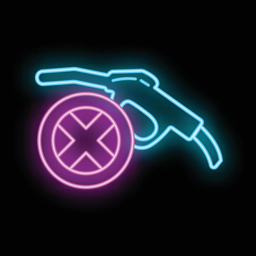 Stop use barrel oil industry, world oil pollution by petroleum concept icon, green eco earth glow neon flat vector illustration, isolated on white.