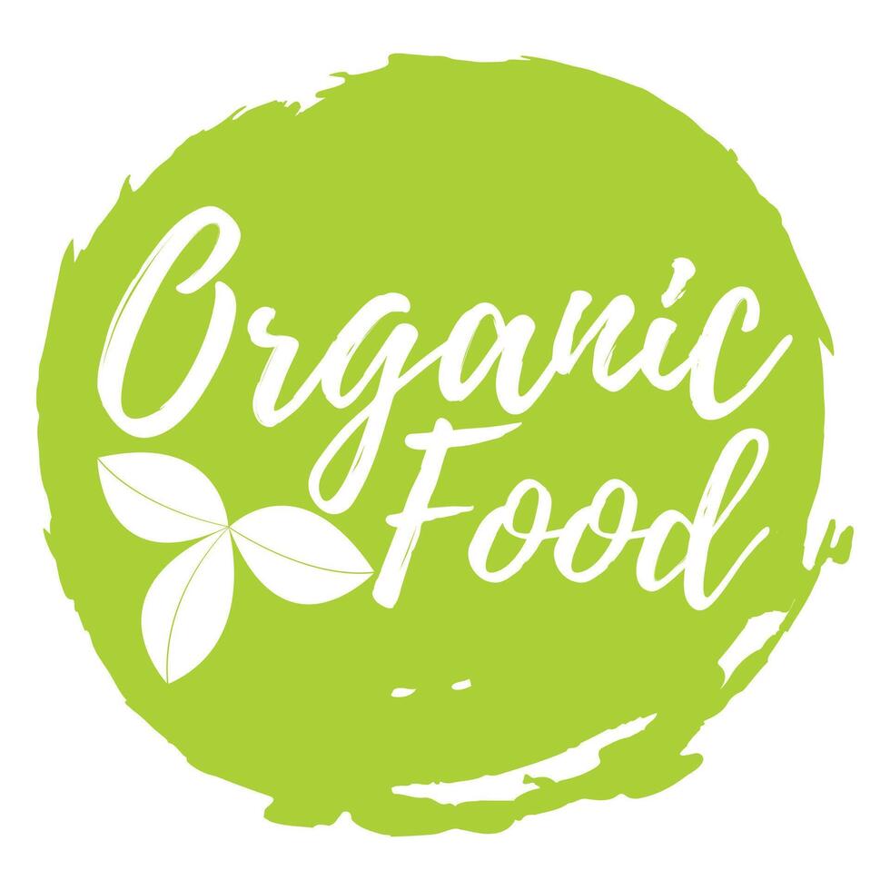 Organic Food label. Font with Brush. Food Intolerance Symbols and Badges. Vector illustration icon
