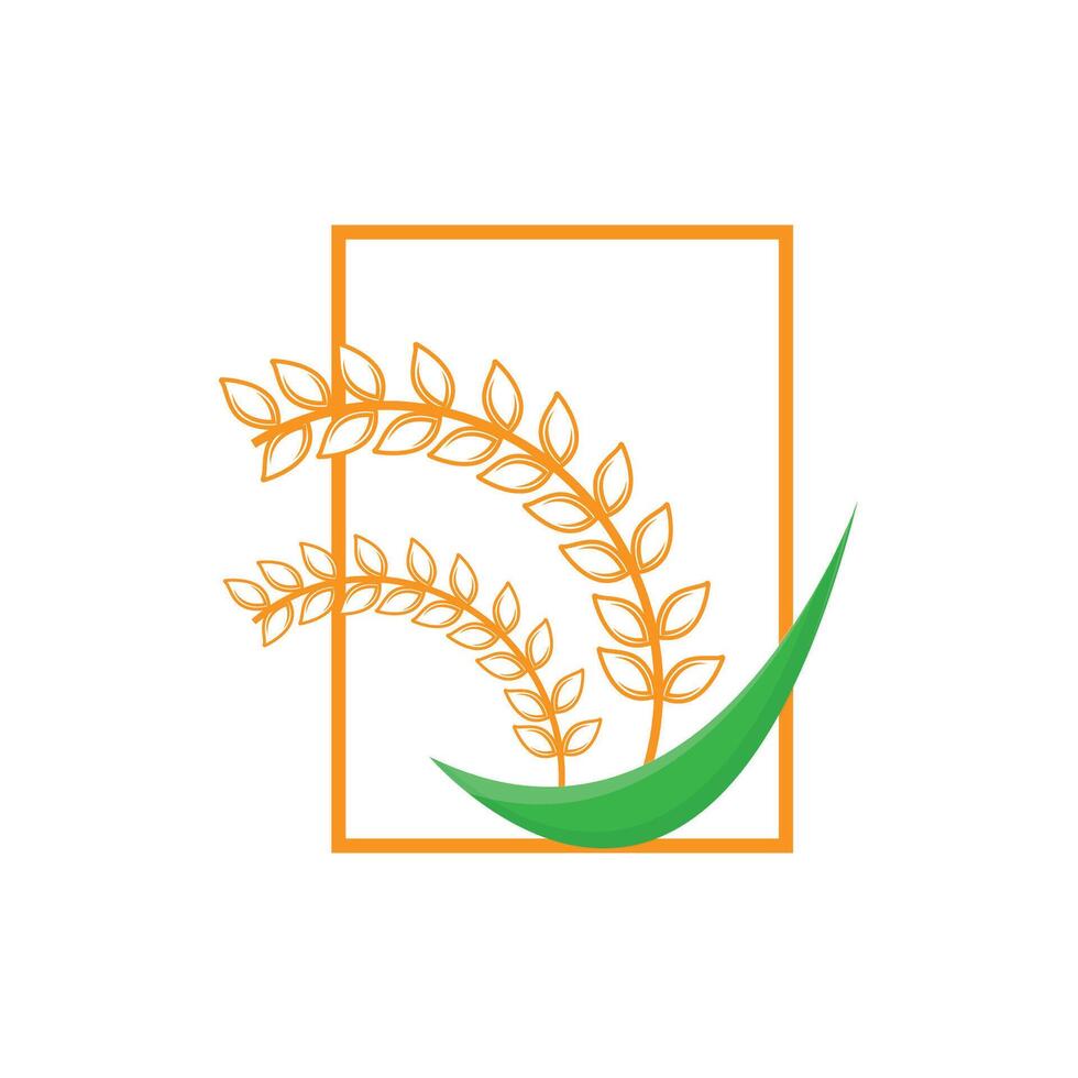 Rice Logo, Farm Wheat Logo Design, Vector Wheat Rice Icon Template Retro Vintage Illustration