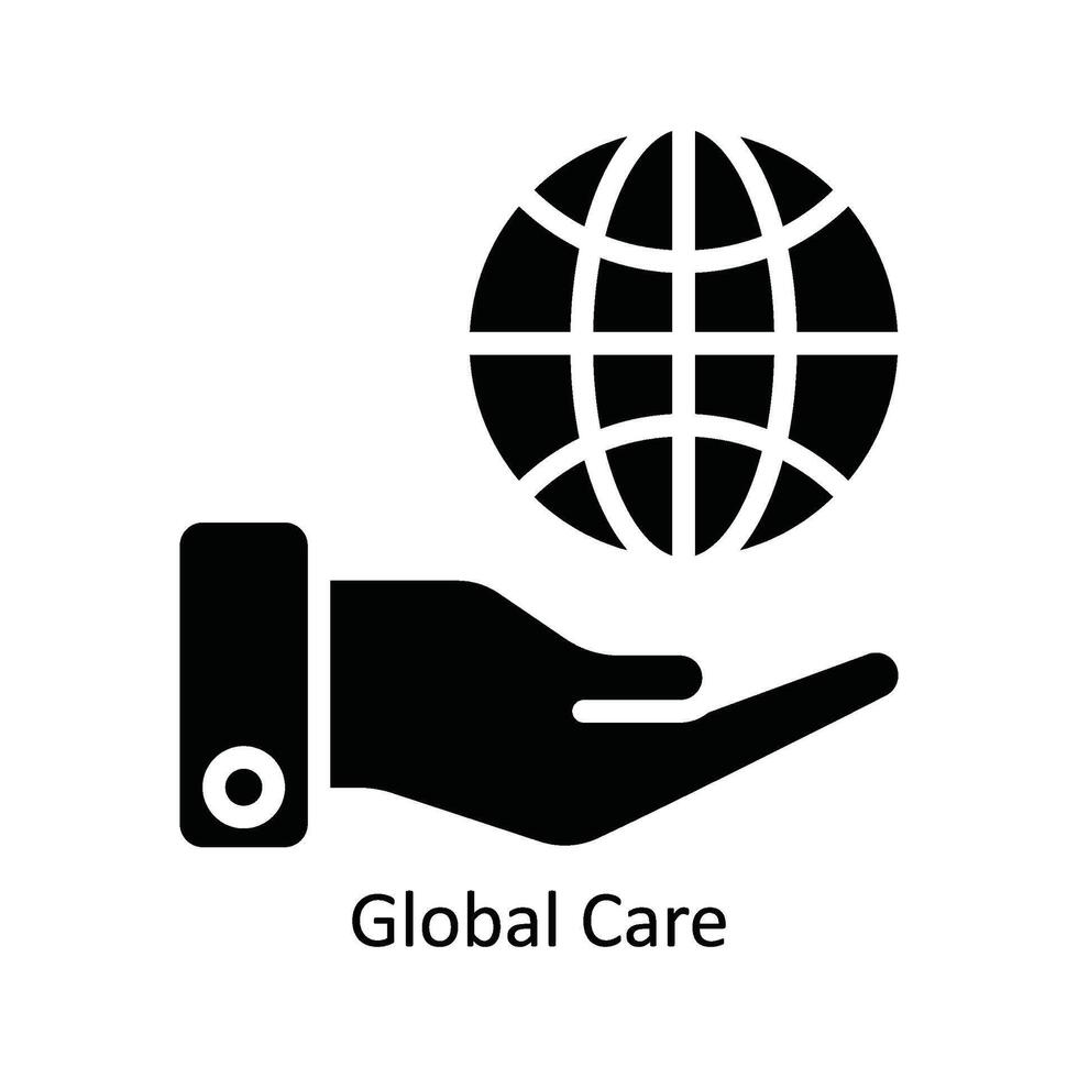 Global Care Vector Solid Icon Design illustration. Nature and ecology Symbol on White background EPS 10 File