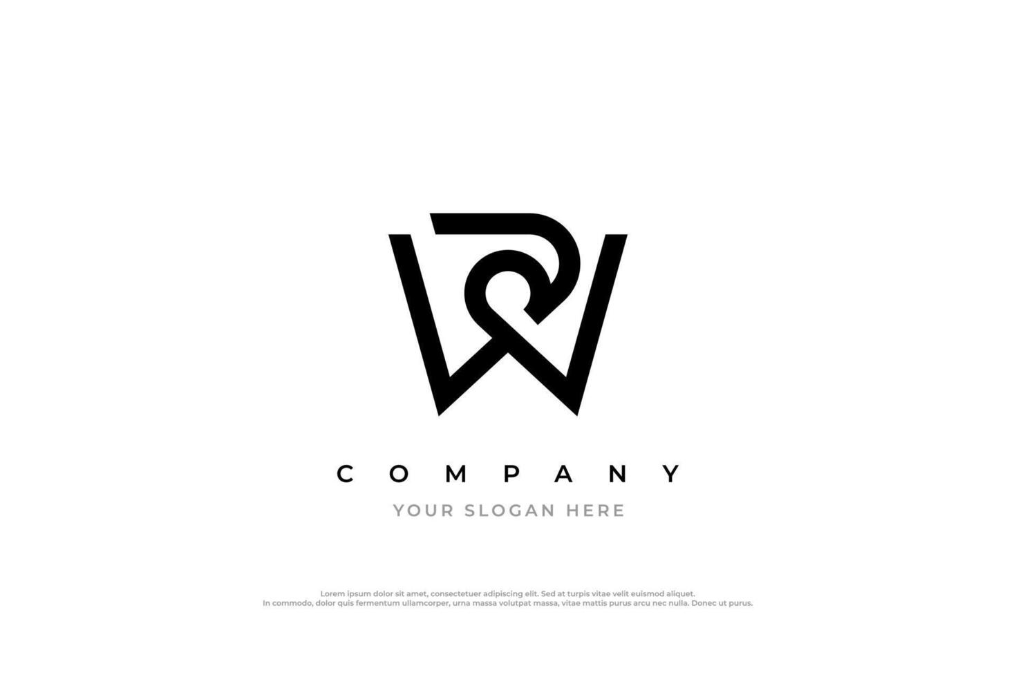Initial Letter RW Logo or WR Logo Design Vector