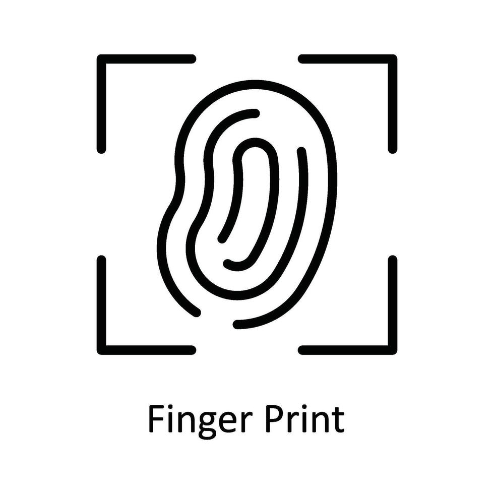 Finger Print Vector  outline Icon Design illustration. Cyber security  Symbol on White background EPS 10 File