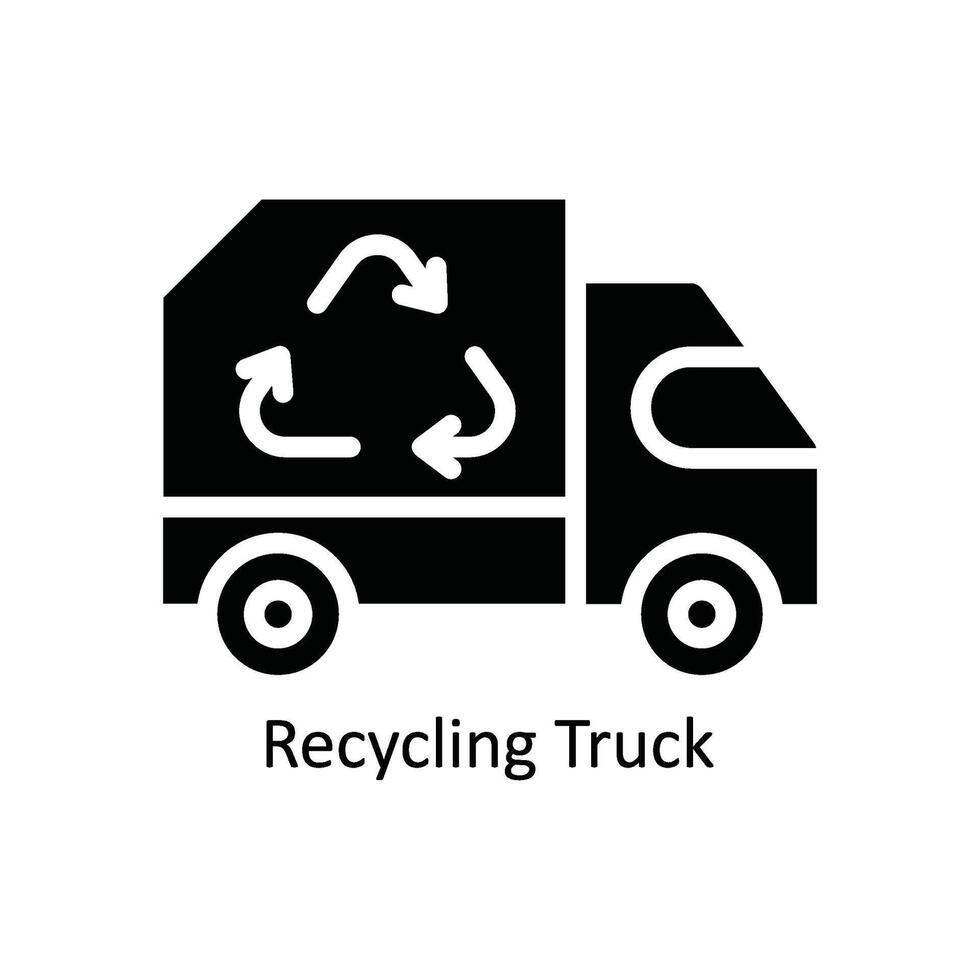 Recycling Truck Vector Solid Icon Design illustration. Nature and ecology Symbol on White background EPS 10 File