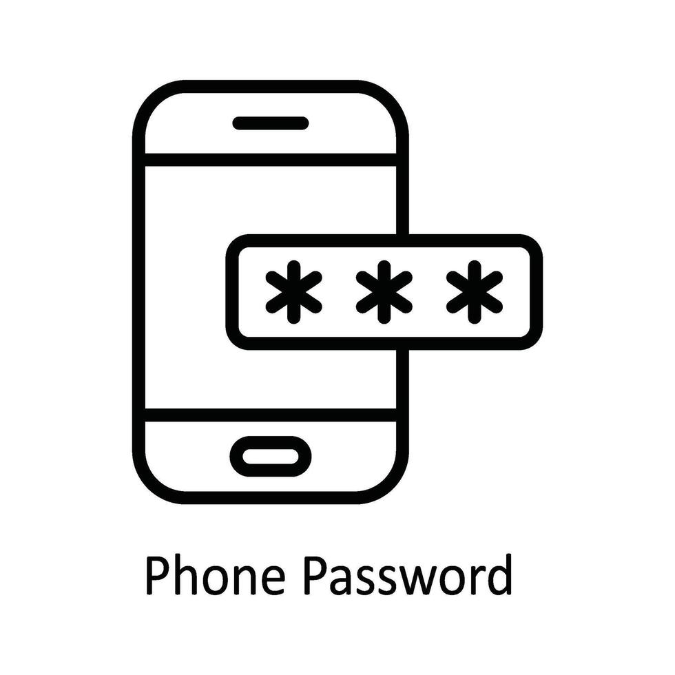 Phone Password Vector  outline Icon Design illustration. Cyber security  Symbol on White background EPS 10 File