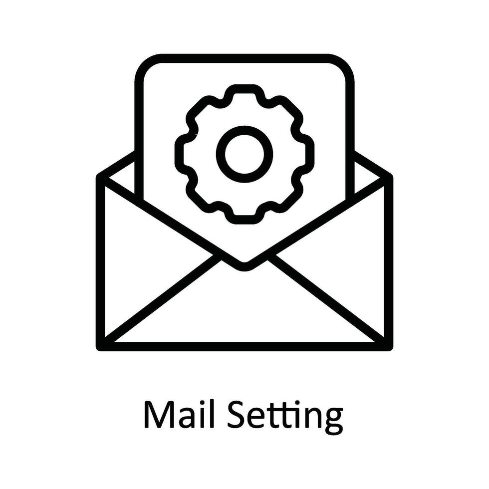 Mail Setting Vector  outline Icon Design illustration. Cyber security  Symbol on White background EPS 10 File