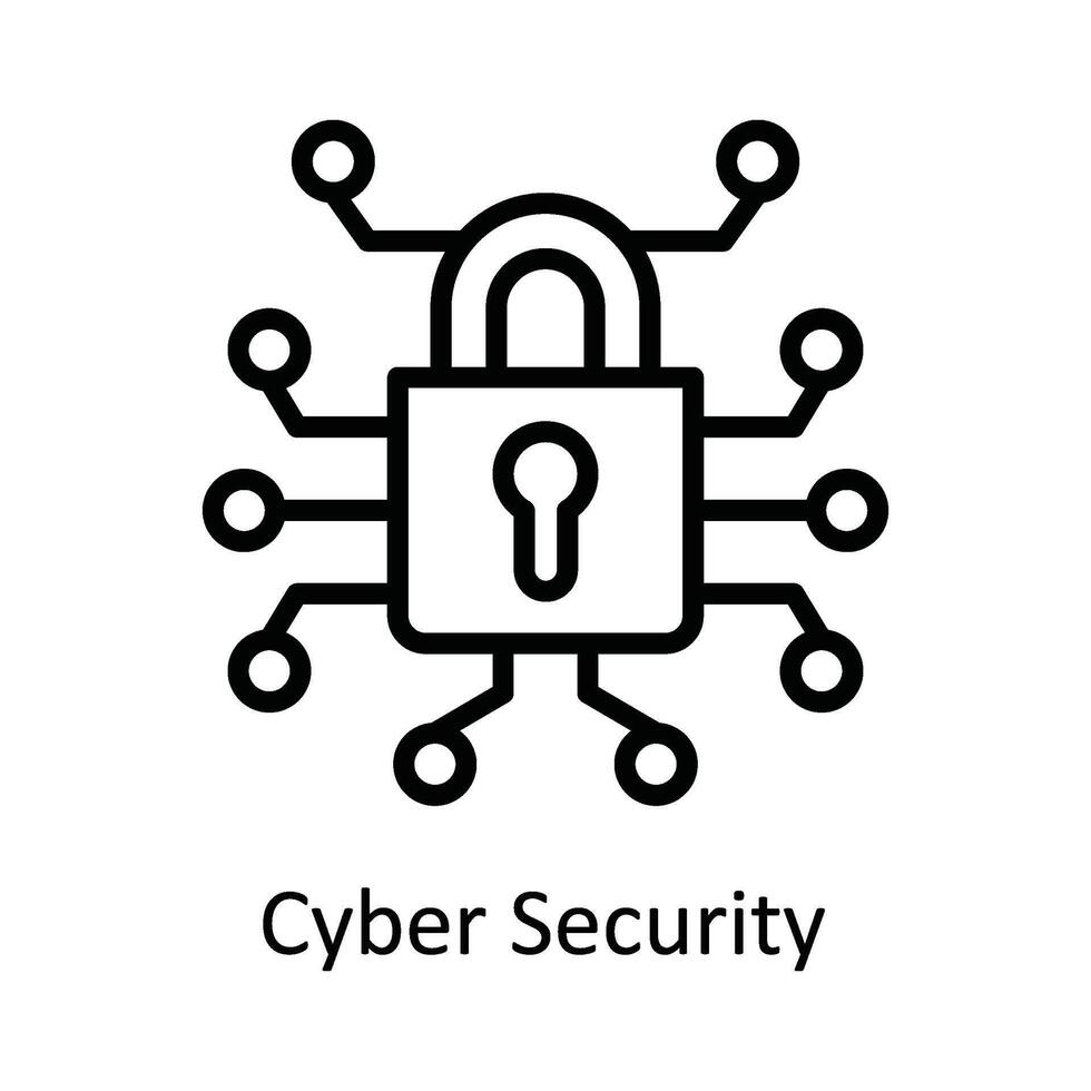 Cyber Security Vector  outline Icon Design illustration. Cyber security  Symbol on White background EPS 10 File