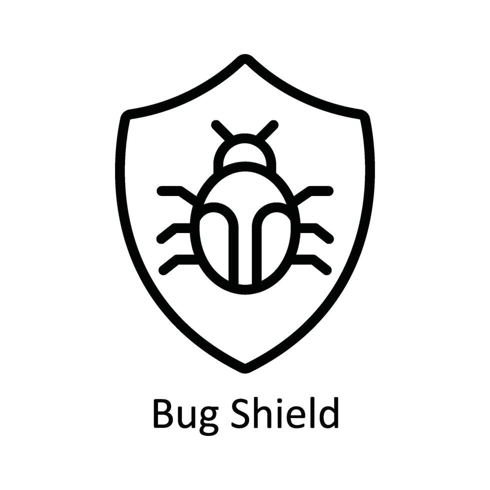 Bug Shield Vector  outline Icon Design illustration. Cyber security  Symbol on White background EPS 10 File