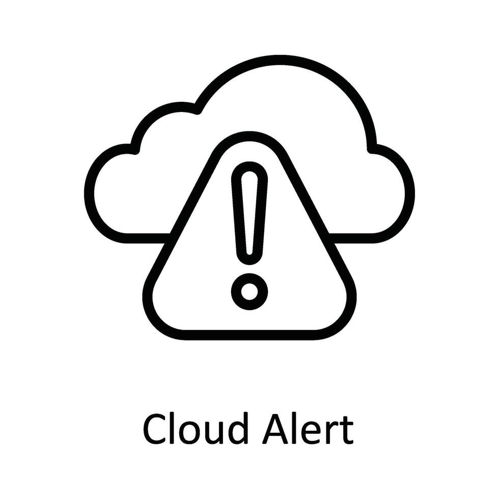 Cloud Alert Vector  outline Icon Design illustration. Cyber security  Symbol on White background EPS 10 File