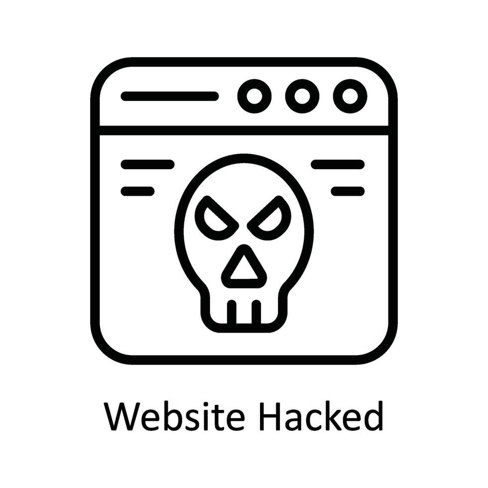 Website Hacked Vector  outline Icon Design illustration. Cyber security  Symbol on White background EPS 10 File