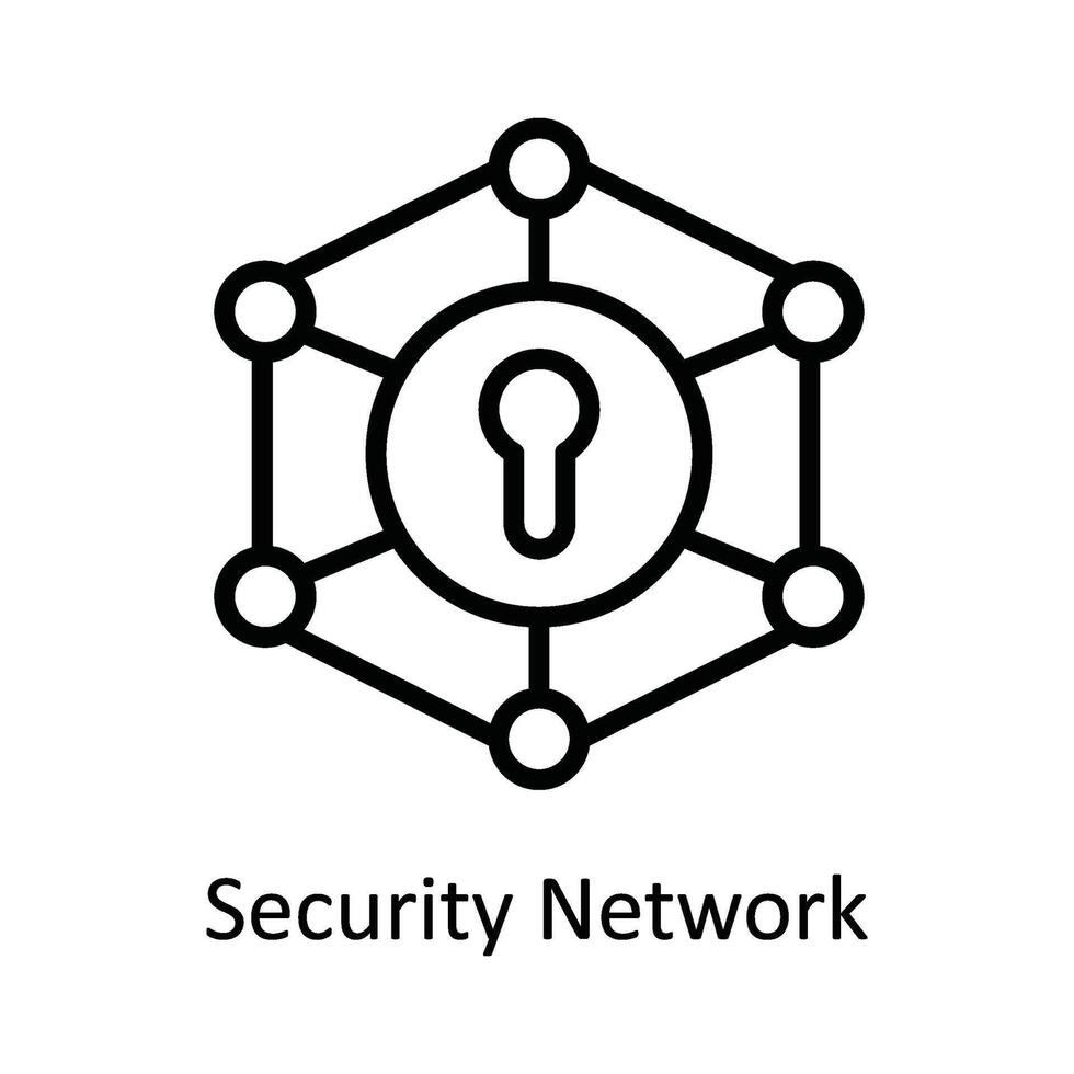 Security Network Vector  outline Icon Design illustration. Cyber security  Symbol on White background EPS 10 File