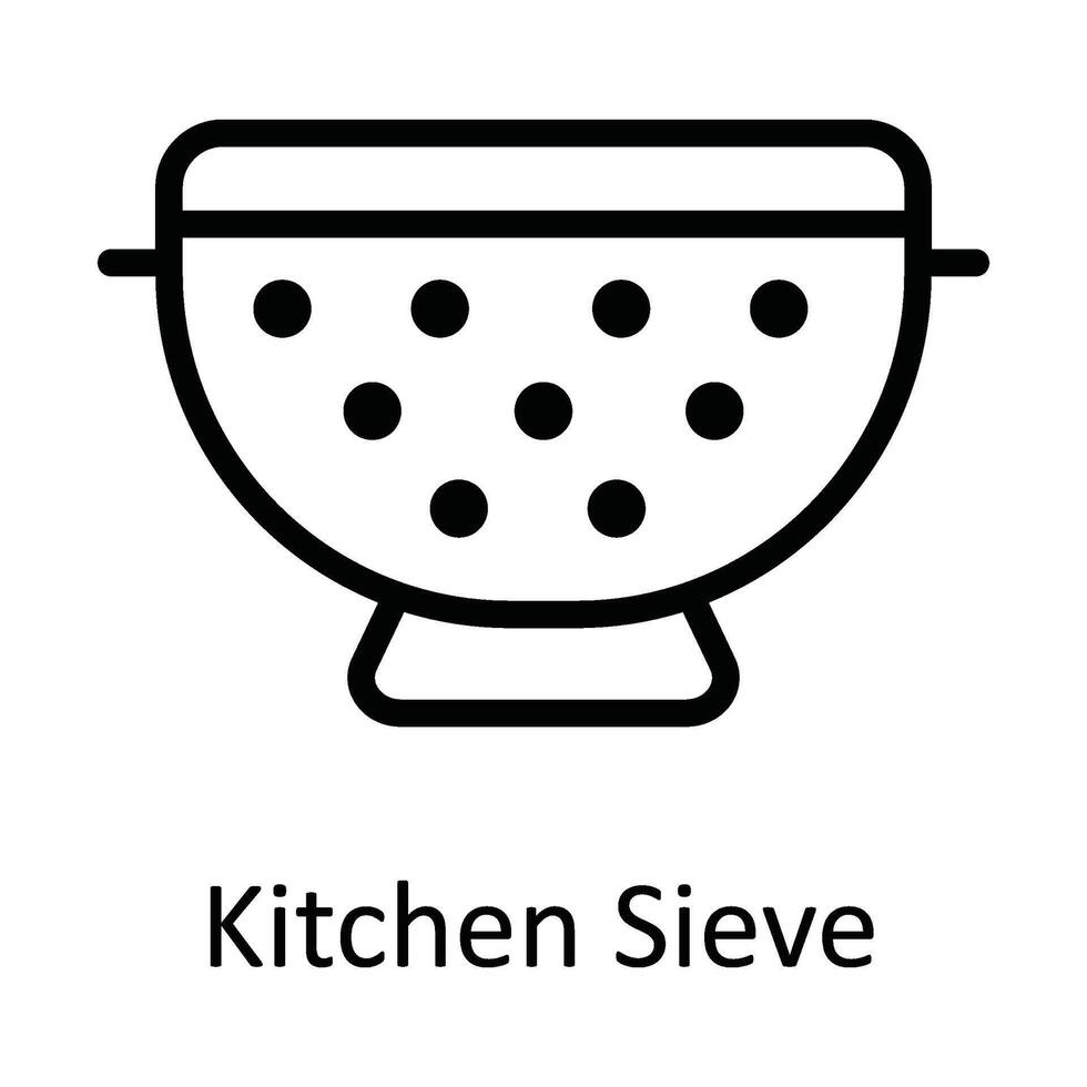 Kitchen Sieve Vector outline Icon Design illustration. Kitchen and home  Symbol on White background EPS 10 File