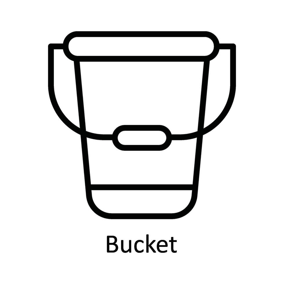 Bucket Vector outline Icon Design illustration. Kitchen and home  Symbol on White background EPS 10 File