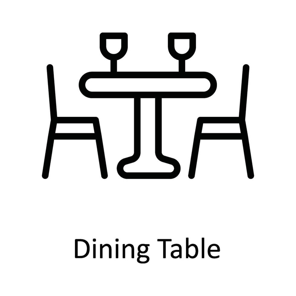 Dining Table Vector outline Icon Design illustration. Kitchen and home  Symbol on White background EPS 10 File