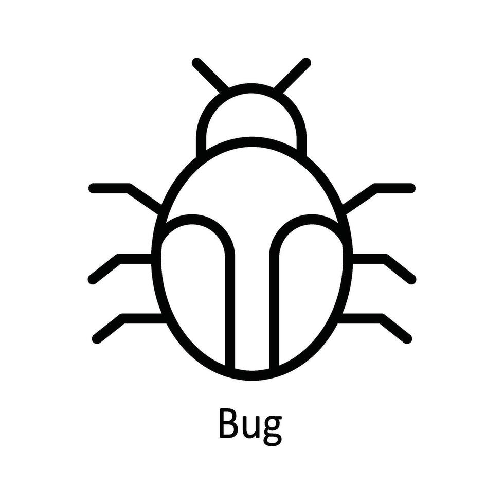 Bug Vector  outline Icon Design illustration. Cyber security  Symbol on White background EPS 10 File