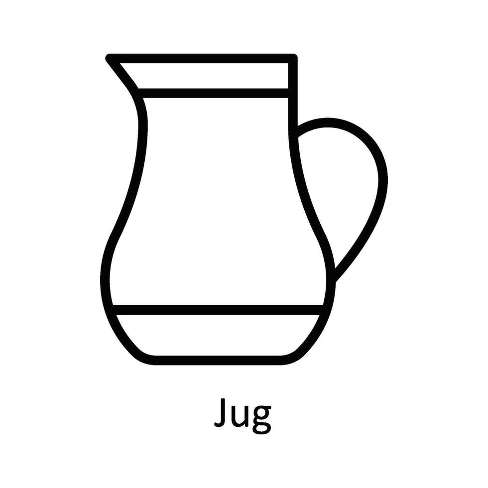 Jug Vector outline Icon Design illustration. Kitchen and home  Symbol on White background EPS 10 File