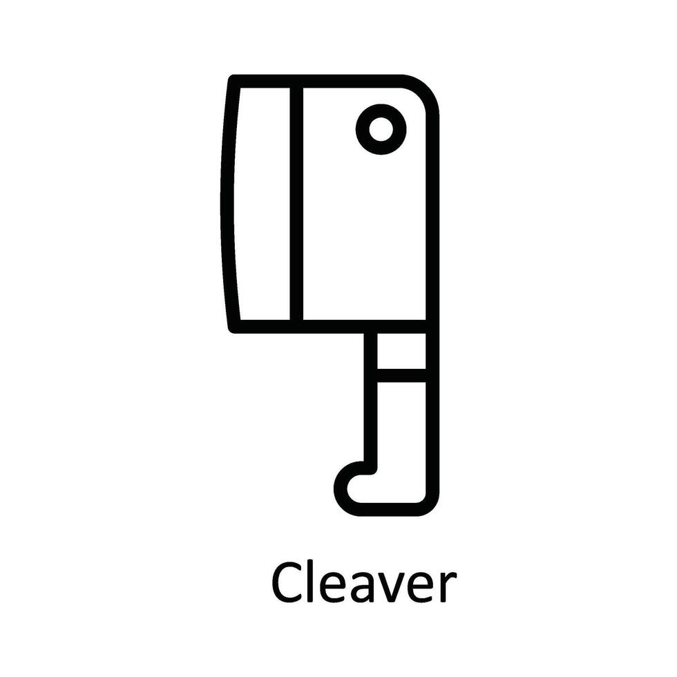 Cleaver Vector outline Icon Design illustration. Kitchen and home  Symbol on White background EPS 10 File