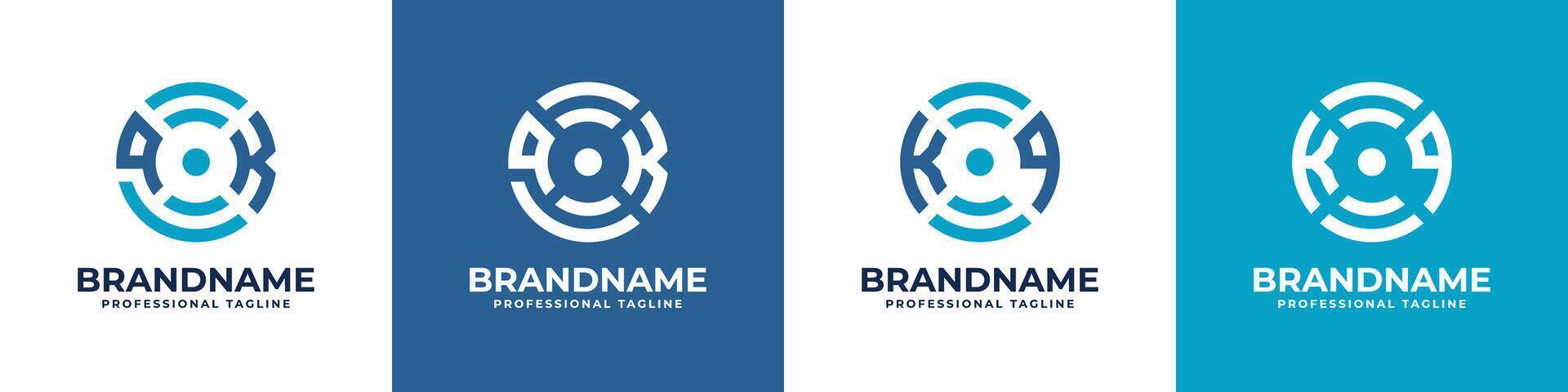 Letter KQ or QK Global Technology Monogram Logo, suitable for business with KQ or QK initials. vector