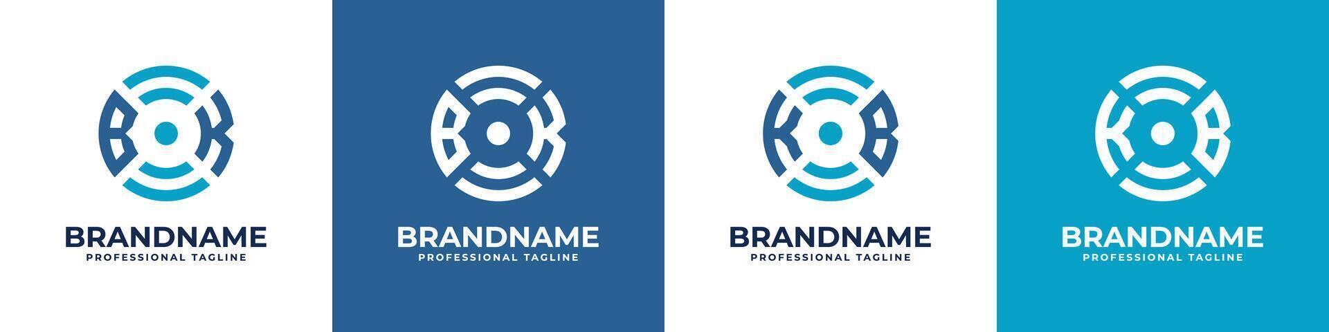 Letter KB or BK Global Technology Monogram Logo, suitable for business with KB or BK initials. vector