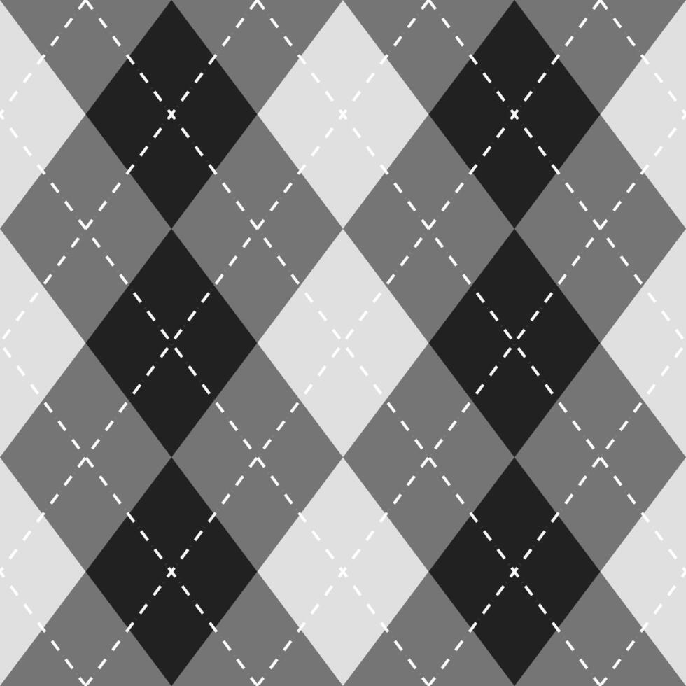 Argyle vector pattern. Argyle pattern. Grey and black argyle pattern. Seamless geometric pattern for clothing, wrapping paper, backdrop, background, gift card, sweater.