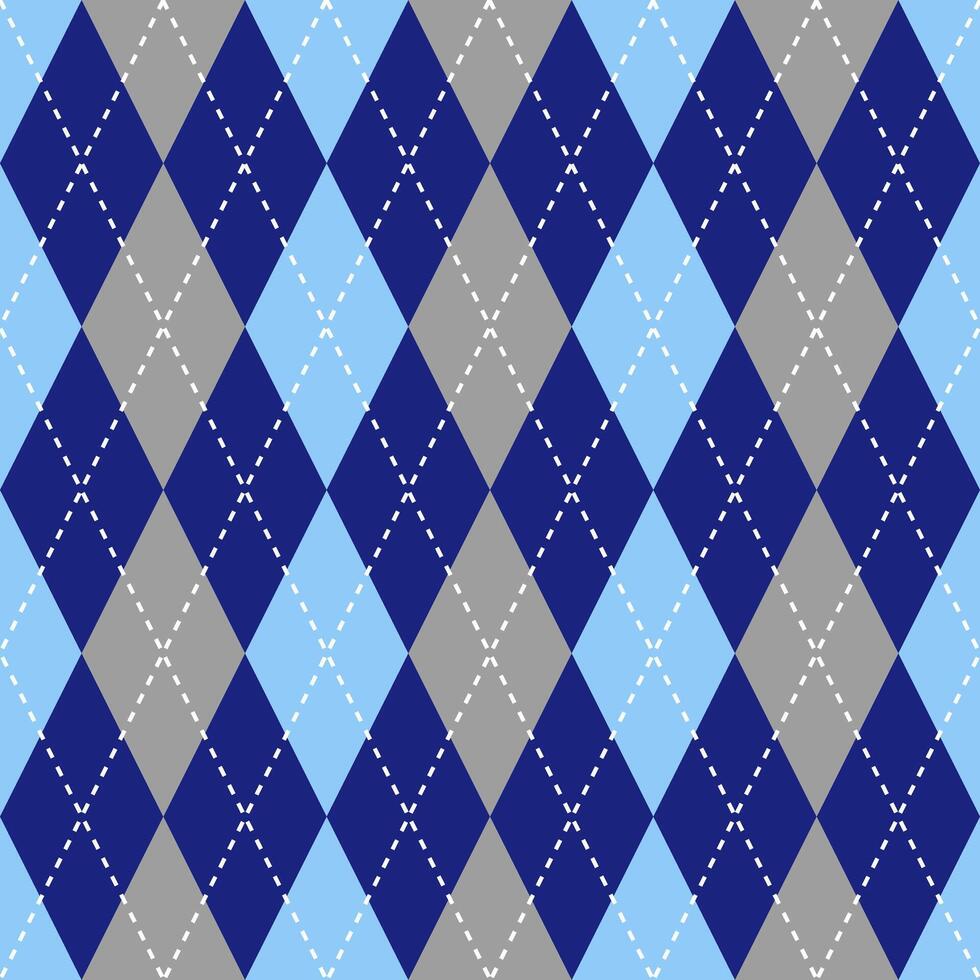 Argyle vector pattern. Argyle pattern. Grey and blue argyle pattern. Seamless geometric pattern for clothing, wrapping paper, backdrop, background, gift card, sweater.