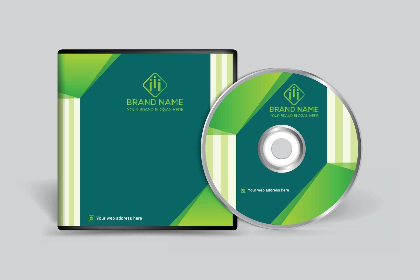 Clean and green color CD cover template vector