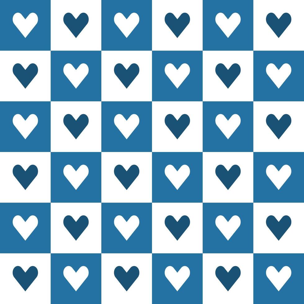 Navy blue heart pattern. Heart vector pattern. Heart pattern.  Seamless geometric pattern for clothing, wrapping paper, backdrop, background, gift card, decorating.