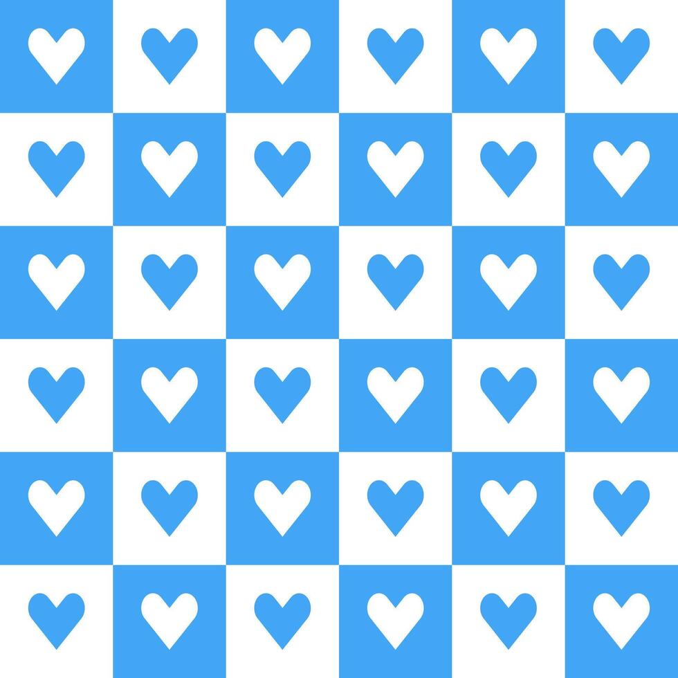 Blue heart pattern. Heart vector pattern. Heart pattern.  Seamless geometric pattern for clothing, wrapping paper, backdrop, background, gift card, decorating.