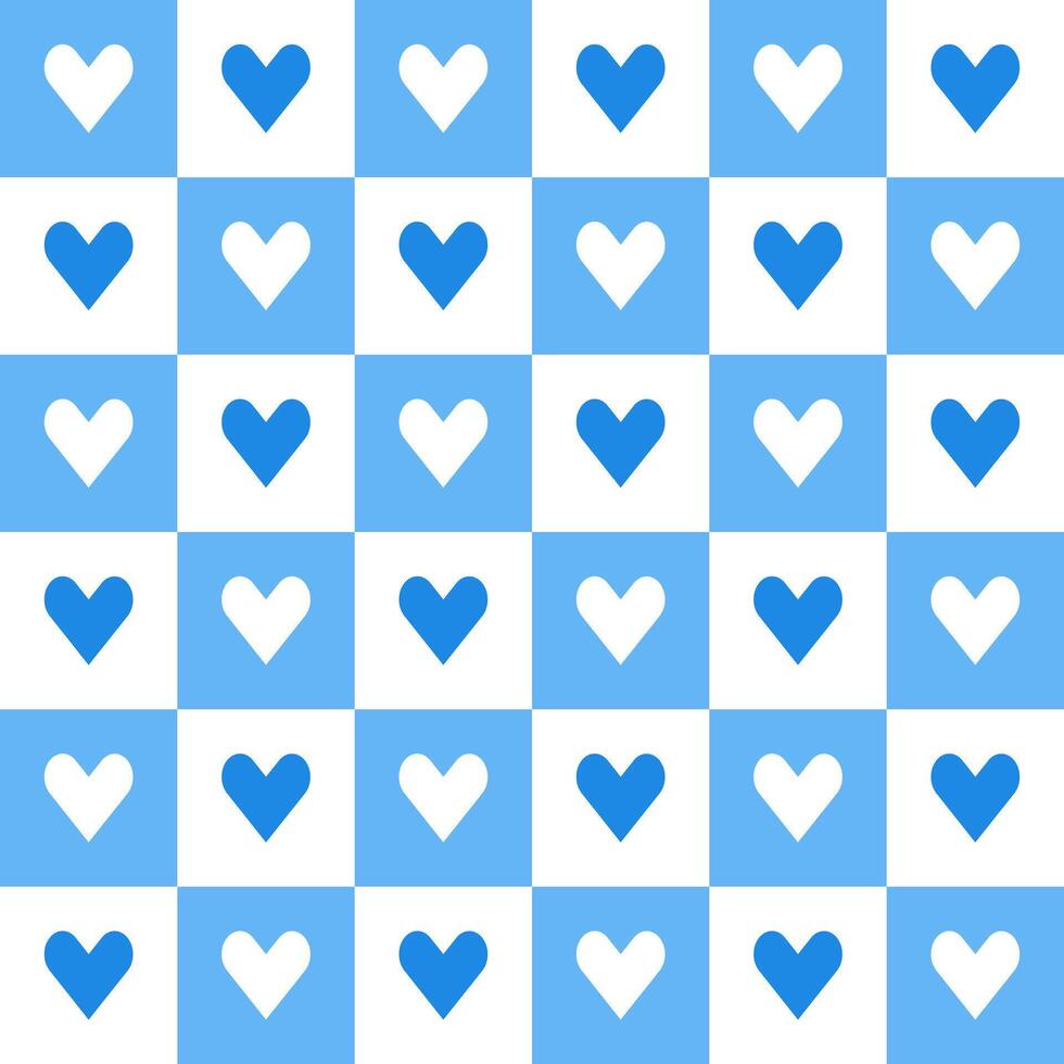 Blue heart pattern. Heart vector pattern. Heart pattern.  Seamless geometric pattern for clothing, wrapping paper, backdrop, background, gift card, decorating.