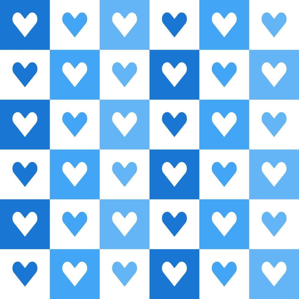 Blue heart pattern. Heart vector pattern. Heart pattern.  Seamless geometric pattern for clothing, wrapping paper, backdrop, background, gift card, decorating.