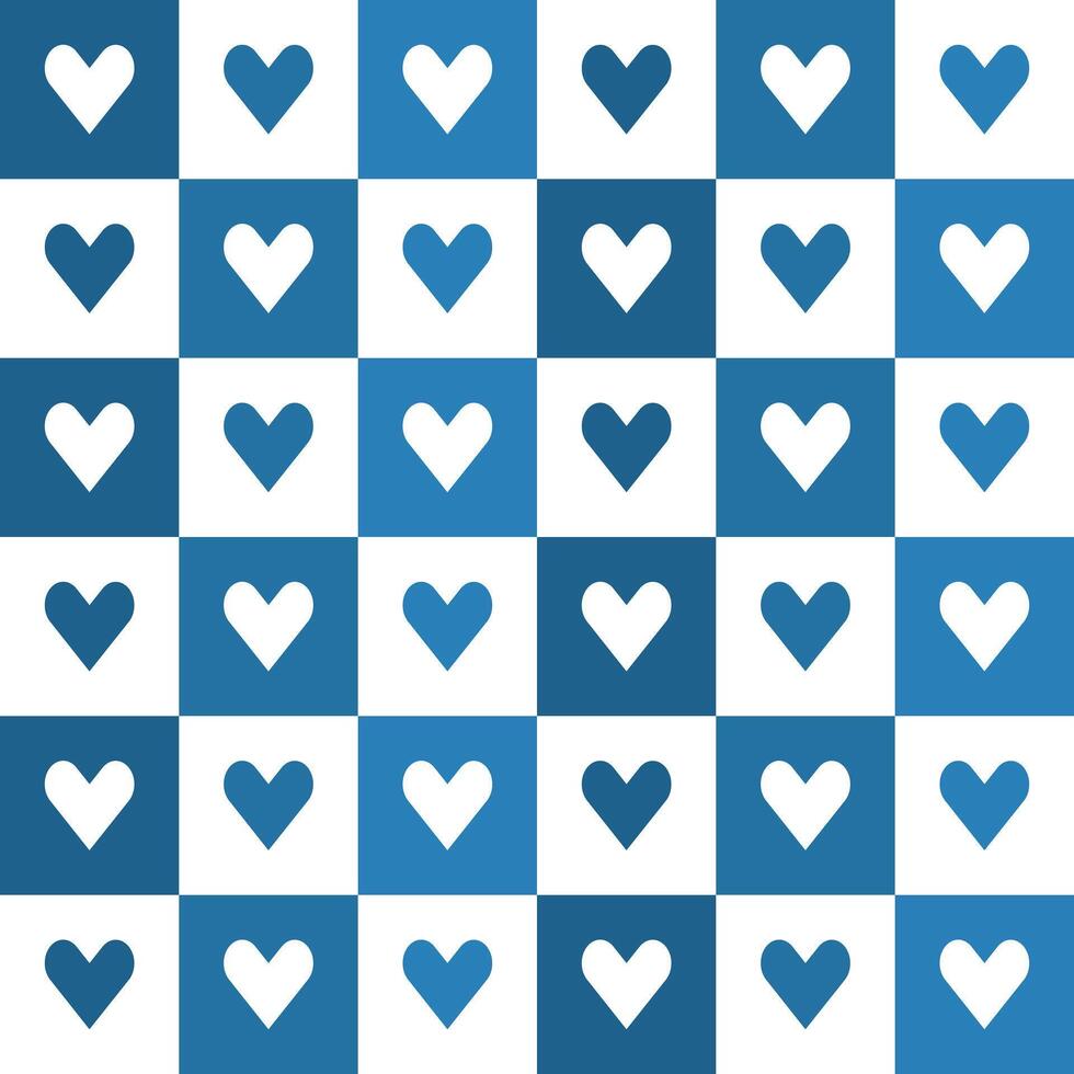 Navy blue heart pattern. Heart vector pattern. Heart pattern.  Seamless geometric pattern for clothing, wrapping paper, backdrop, background, gift card, decorating.