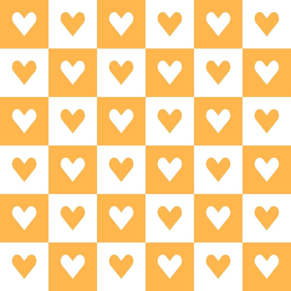 Orange heart pattern. Heart vector pattern. Heart pattern.  Seamless geometric pattern for clothing, wrapping paper, backdrop, background, gift card, decorating.
