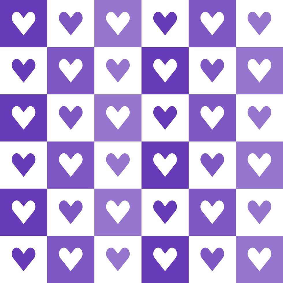 Purple heart pattern. Heart vector pattern. Heart pattern.  Seamless geometric pattern for clothing, wrapping paper, backdrop, background, gift card, decorating.