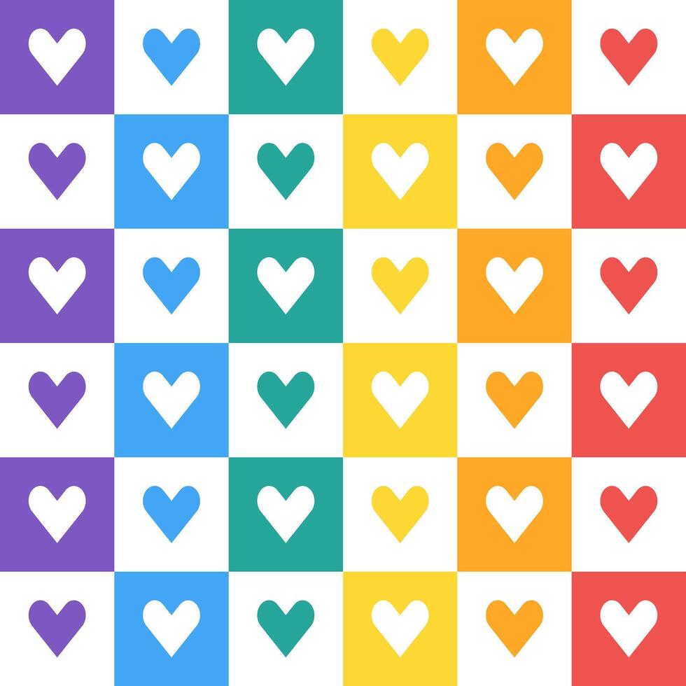 Rainbow heart pattern. Heart vector pattern. Heart pattern.  Seamless geometric pattern for clothing, wrapping paper, backdrop, background, gift card, decorating.