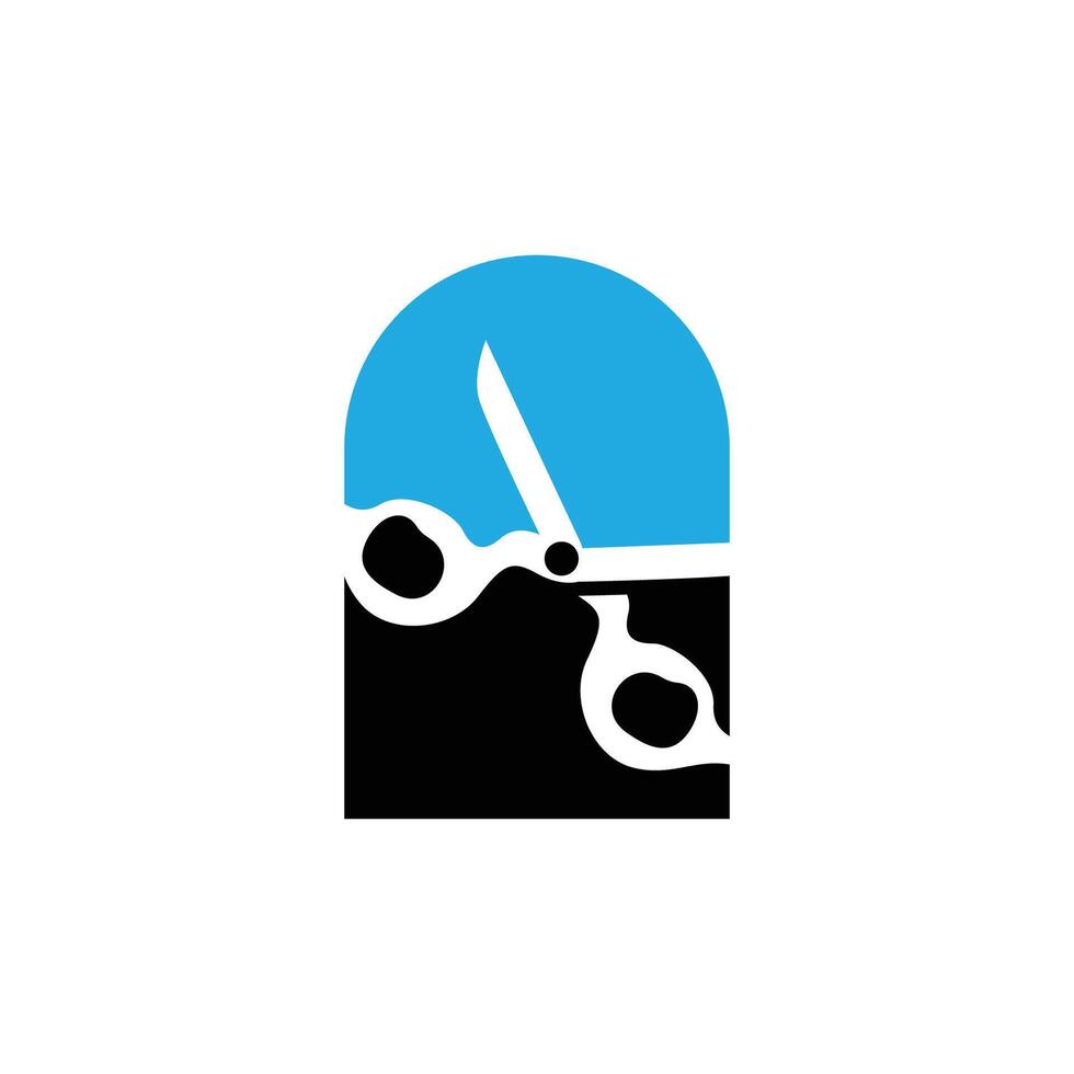Scissors Logo, Cutting Tools Vector, Barbershop Razor Scissors Simple Design, Illustration Template Icon vector
