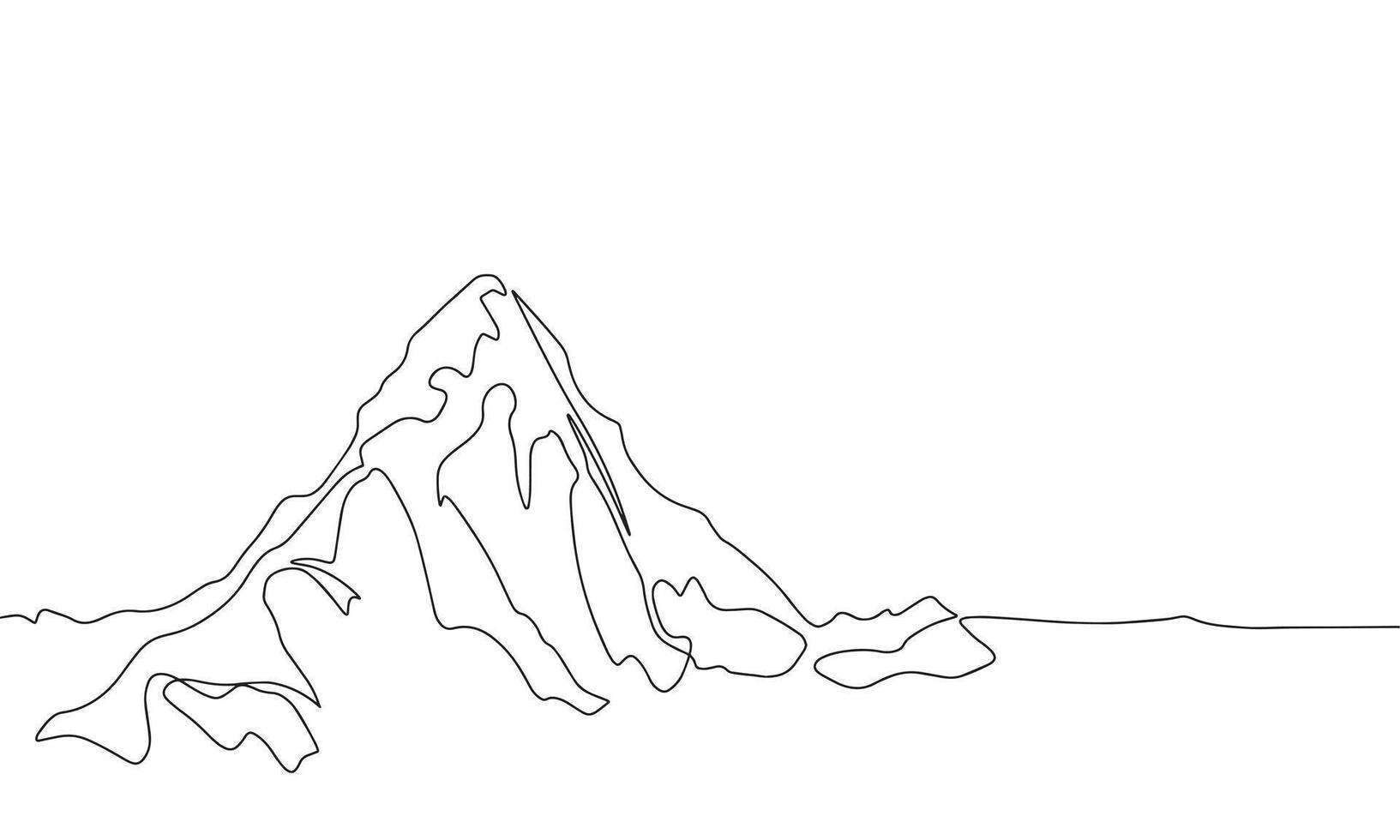Mountain silhouette. One line continuous nature banner concept. Line art, outline, minimal vector illustration.