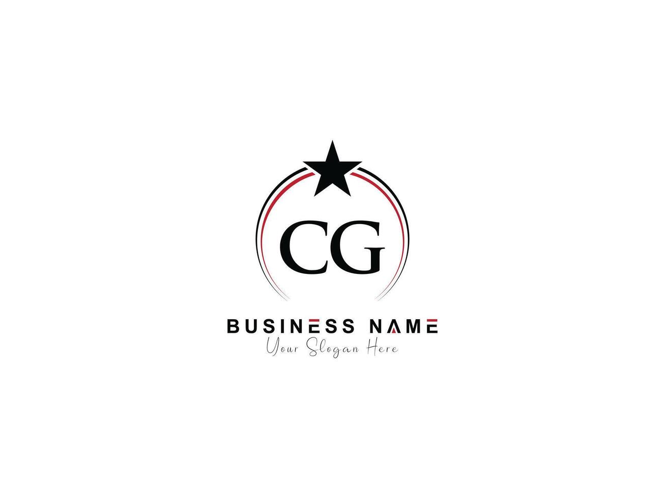Minimal Star Cg Logo Icon, Creative Circle Luxury CG Letter Logo Image Design vector
